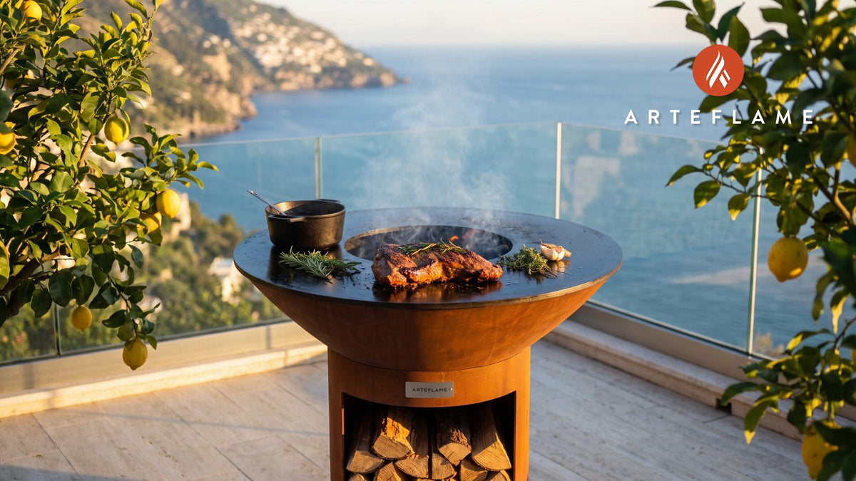 Seared Tri-Tip with Pinot Noir (Oregon Style) cooking on an Arteflame grill