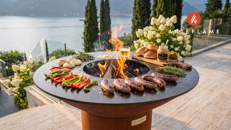 Grilled Venison Sausage Links (Oregon Style) cooking on an Arteflame grill