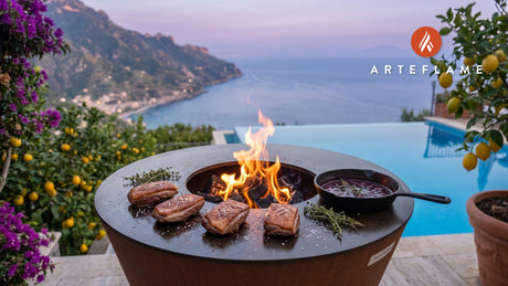 Seared Duck Breast with Marionberry Sauce (Oregon Style) cooking on an Arteflame grill