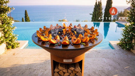 Grilled Pumpkin with Maple Glaze (Oregon Style) cooking on an Arteflame grill