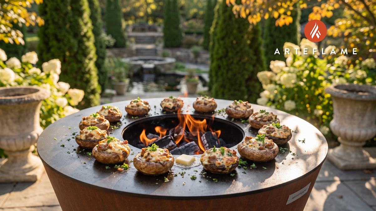 Sausage Stuffed Mushrooms (Pennsylvania Dutch Style) cooking on an Arteflame grill