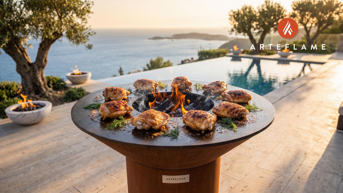 Pickle Brined Grilled Chicken Thighs (Pennsylvania Dutch Style) cooking on an Arteflame grill