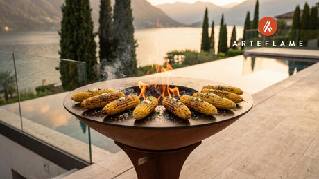 Grilled Corn with Amish Butter (Pennsylvania Style) cooking on an Arteflame grill