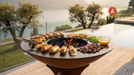 Grilled Cheesesteak Egg Rolls (Pennsylvania Style) cooking on an Arteflame grill