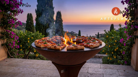 Grilled Tomato Pie Slices (Pennsylvania Style) cooking on an Arteflame grill