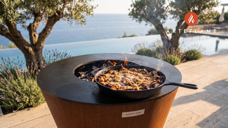 Grilled Shoo-Fly Bread Pudding (Pennsylvania Style) cooking on an Arteflame grill