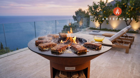 Grilled Turkey Scrapple (Pennsylvania Style) cooking on an Arteflame grill