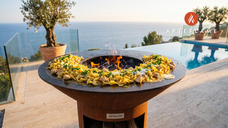 Grilled Chicken & Buttered Noodles (Pennsylvania Amish) cooking on an Arteflame grill