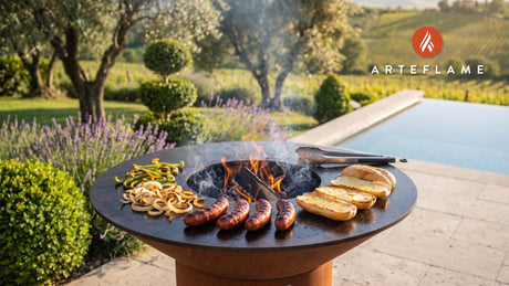 Seared Grilled Chourico (Rhode Island Style) cooking on an Arteflame grill