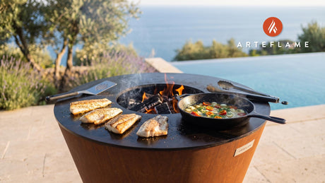 Wood-Fired Grilled Fish (Rhode Island Style) cooking on an Arteflame grill