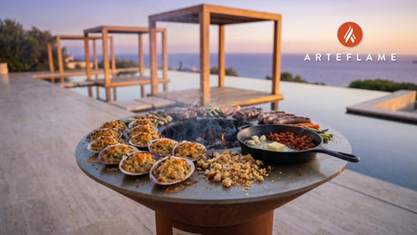 Grilled Quahog Stuffies (Rhode Island Style) cooking on an Arteflame grill