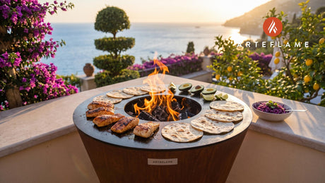 Grilled Mahi-Mahi Tacos (Rhode Island Style) cooking on an Arteflame grill