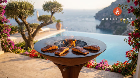Maple Coffee Grilled Salmon (Rhode Island Style) cooking on an Arteflame grill