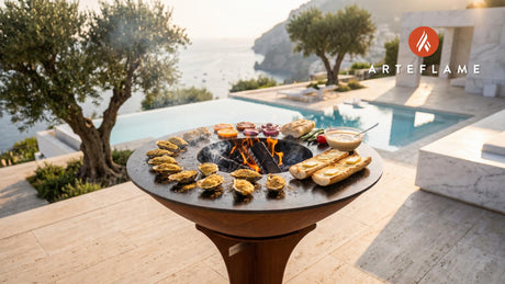 Grilled Oyster Po Boy (Rhode Island Style) cooking on an Arteflame grill