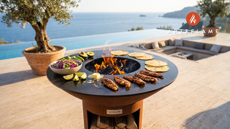 Grilled Dogfish Tacos (Rhode Island Style) cooking on an Arteflame grill