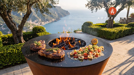 Grilled Surf and Turf (Rhode Island Style) cooking on an Arteflame grill