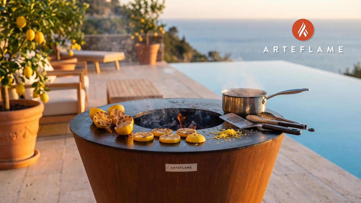 Grilled Lemonade Sorbet (Rhode Island Style) cooking on an Arteflame grill