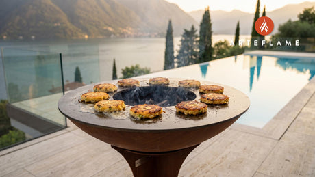 Crispy Grilled Rice Cakes (South Carolina Gold) cooking on an Arteflame grill