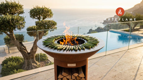 Grilled Okra with Sea Salt (South Carolina Style) cooking on an Arteflame grill