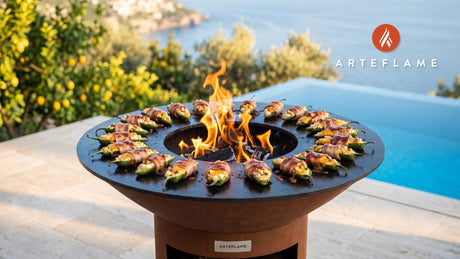 Boiled Peanut Stuffed Peppers (South Carolina Style) cooking on an Arteflame grill