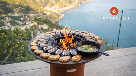 Wood-Fired Oyster Roast (South Carolina Style) cooking on an Arteflame grill