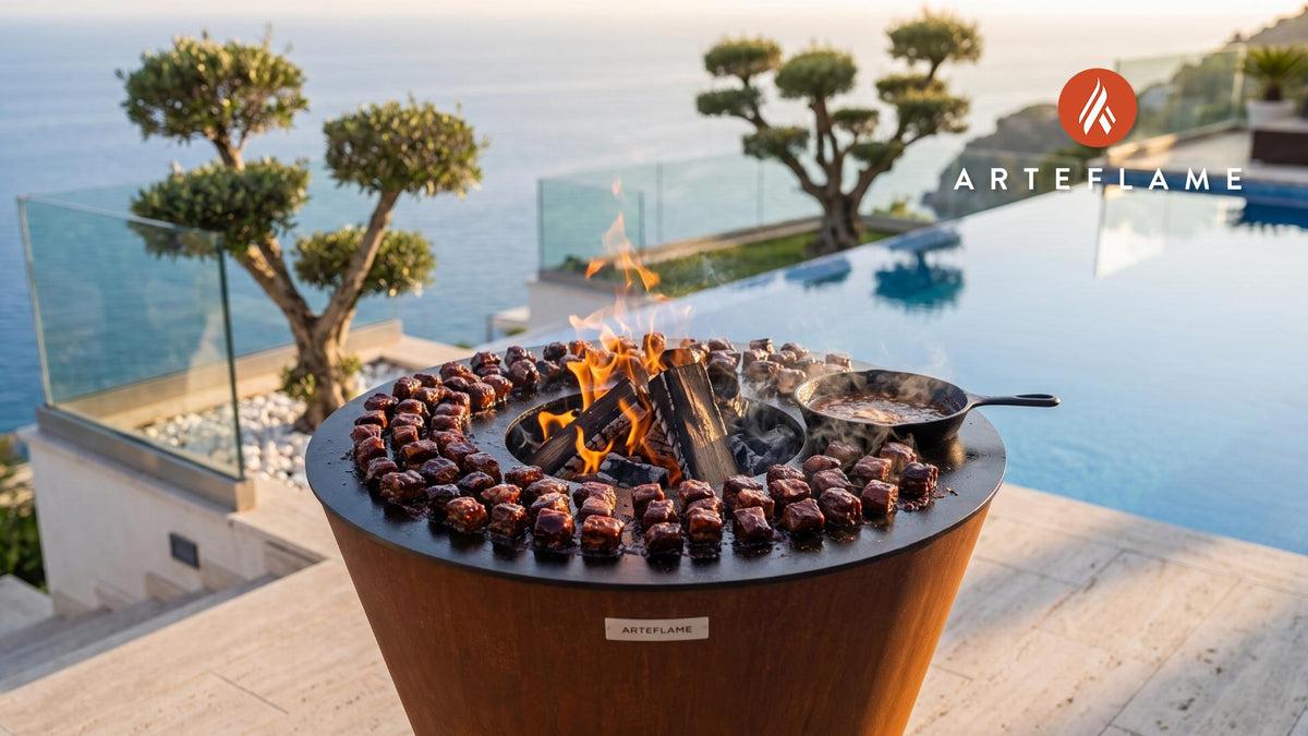 Buffalo Brisket Burnt Ends (South Dakota Style) cooking on an Arteflame grill