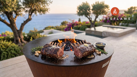 Iron Seared Bison Rib Racks (South Dakota Style) cooking on an Arteflame grill