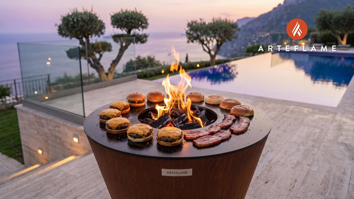 Juicy Bison Bacon Sliders (South Dakota Style) cooking on an Arteflame grill