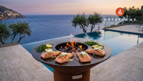 Grilled Salmon with Dill Butter (South Dakota Style) cooking on an Arteflame grill
