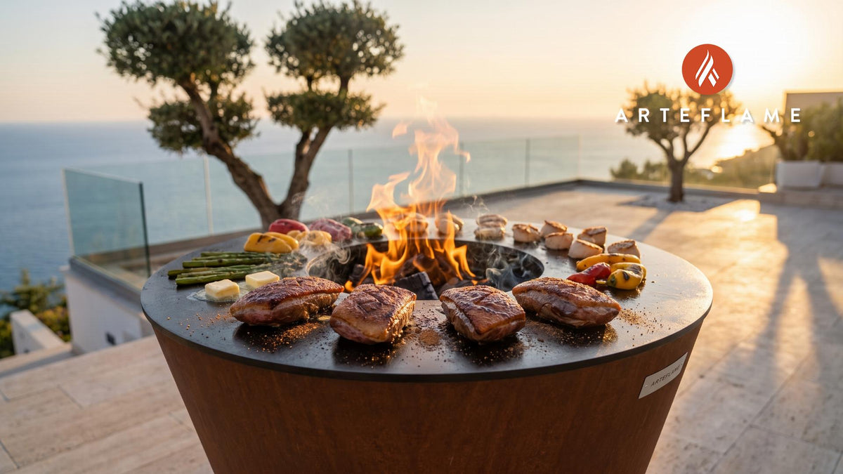 Seared BBQ Duck Breast (South Dakota Style) cooking on an Arteflame grill