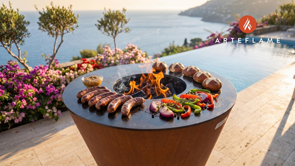 Smoked Elk Sausages (South Dakota Style) cooking on an Arteflame grill
