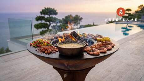 Grilled Shrimp & Grits (Tennessee Style) cooking on an Arteflame grill