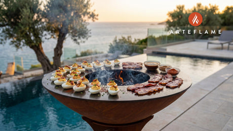 Smoked BBQ Deviled Eggs (Tennessee Style) cooking on an Arteflame grill
