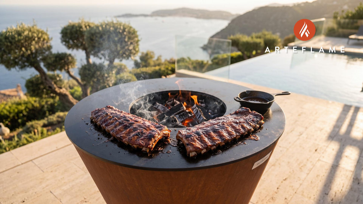 Cider Glazed Pork Ribs (Tennessee Style) cooking on an Arteflame grill