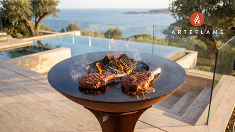 Mesquite Grilled Ribeye Steak (Texas Style) cooking on an Arteflame grill