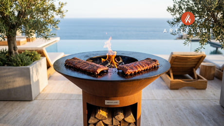 Wood-Fired Pork Spare Ribs (Texas Style) cooking on an Arteflame grill