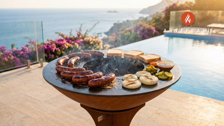 Grilled Smoked Sausage Links (Texas Style) cooking on an Arteflame grill