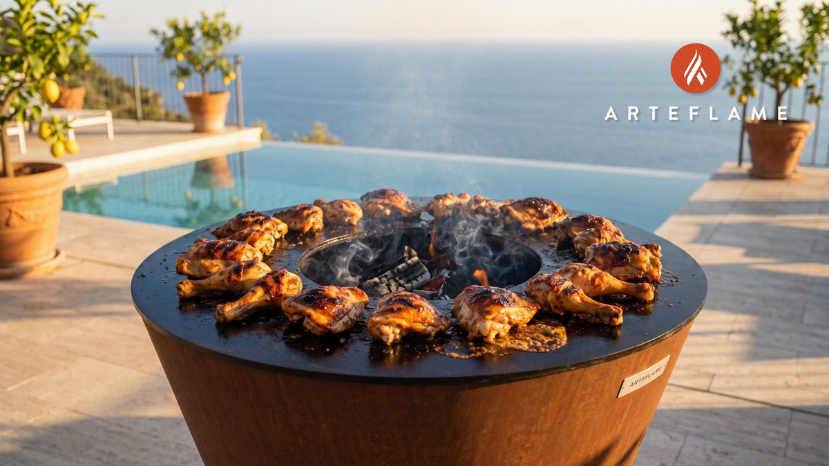 Juicy Barbecue Chicken (Texas Style) cooking on an Arteflame grill