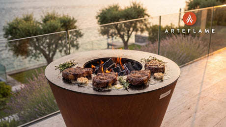 Grilled Elk Steaks (Texas Style) cooking on an Arteflame grill