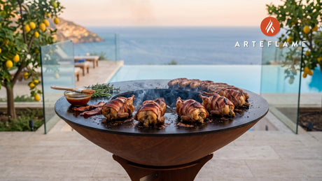 Spicy Grilled Quail & Jalapeno Sausage (Texas Style) cooking on an Arteflame grill