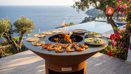 Grilled Shrimp Tacos cooking on an Arteflame grill