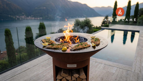 Seared Trout Fillets (Utah Style) cooking on an Arteflame grill
