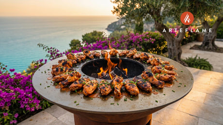 Crispy Grilled Buffalo Ranch Wings (Utah Style) cooking on an Arteflame grill