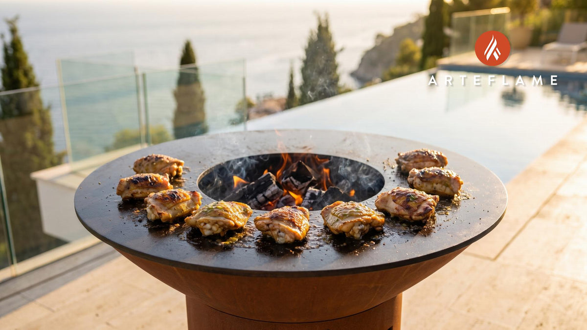 Green Jello Glazed Chicken Thighs (Utah Style) cooking on an Arteflame grill