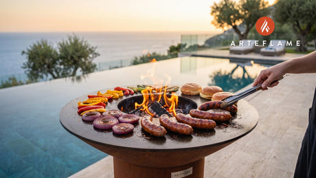 Grilled Elk Sausage cooking on an Arteflame grill
