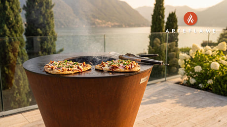 BBQ Chicken Flatbread Pizza (Utah Style) cooking on an Arteflame grill
