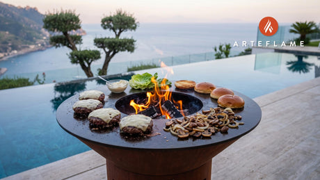 Mushroom Swiss Elk Burgers (Utah Style) cooking on an Arteflame grill