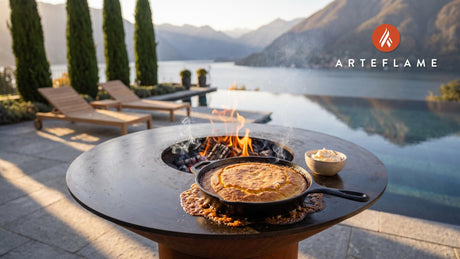 Sweet Skillet Cornbread (Utah Style) cooking on an Arteflame grill