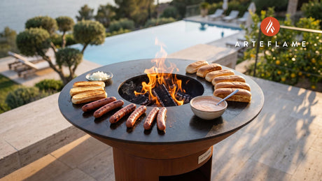 Grilled Hot Dogs with Utah Fry Sauce cooking on an Arteflame grill