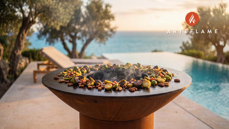 Charred Brussels Sprouts cooking on an Arteflame grill
